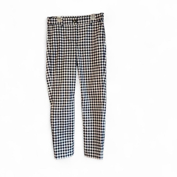 J.Crew Navy Blue & White Plaid Gingham Trousers Size 2 - Picture 1 of 8